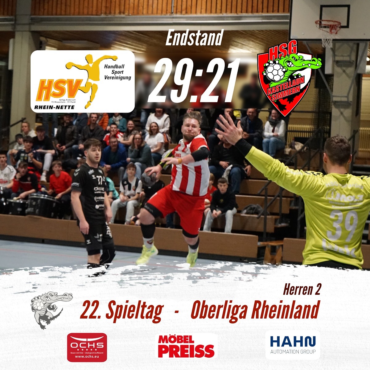 Herren 2 unterliegt bei Rhein-Nette 29:21