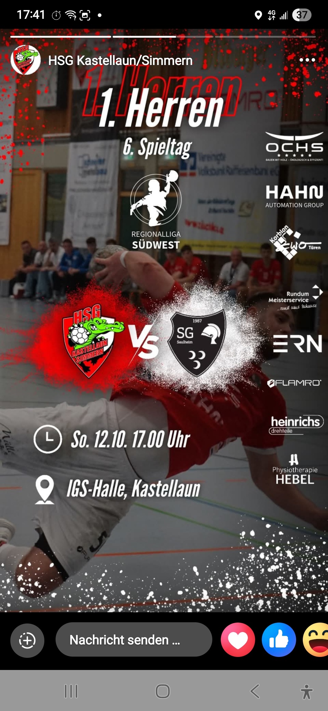 Spielfilm: Herren 1 – SG Saulheim 29:23 (17:10)